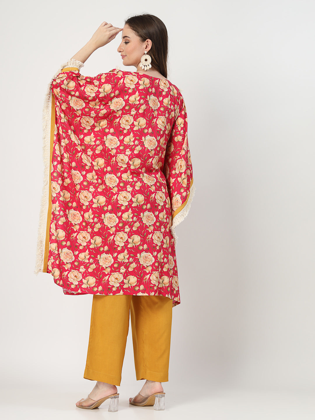 Elegant Bohemian Kaftan with Relaxed Pants Ensemble - Cosmic Trio