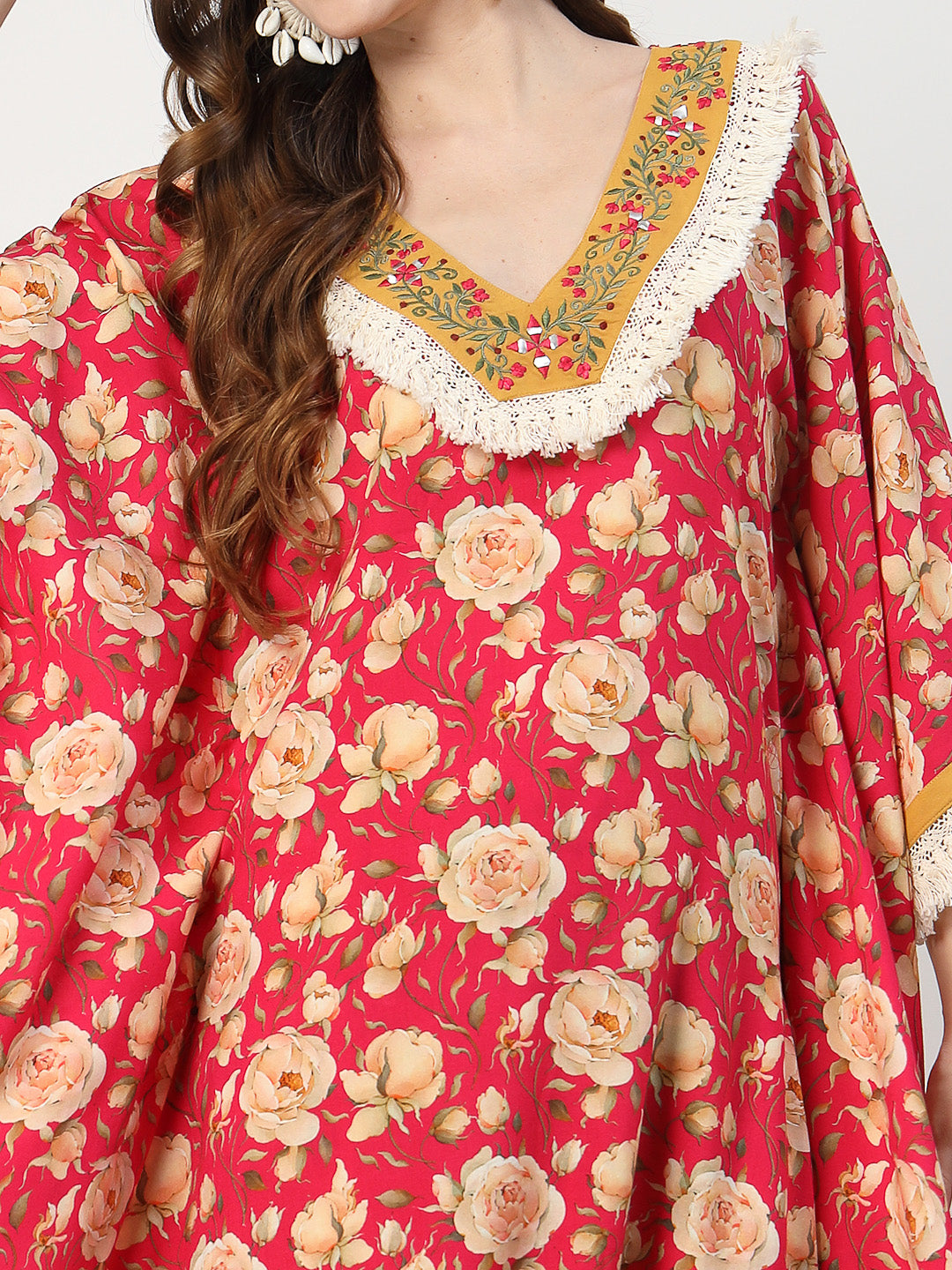 Elegant Bohemian Kaftan with Relaxed Pants Ensemble - Cosmic Trio