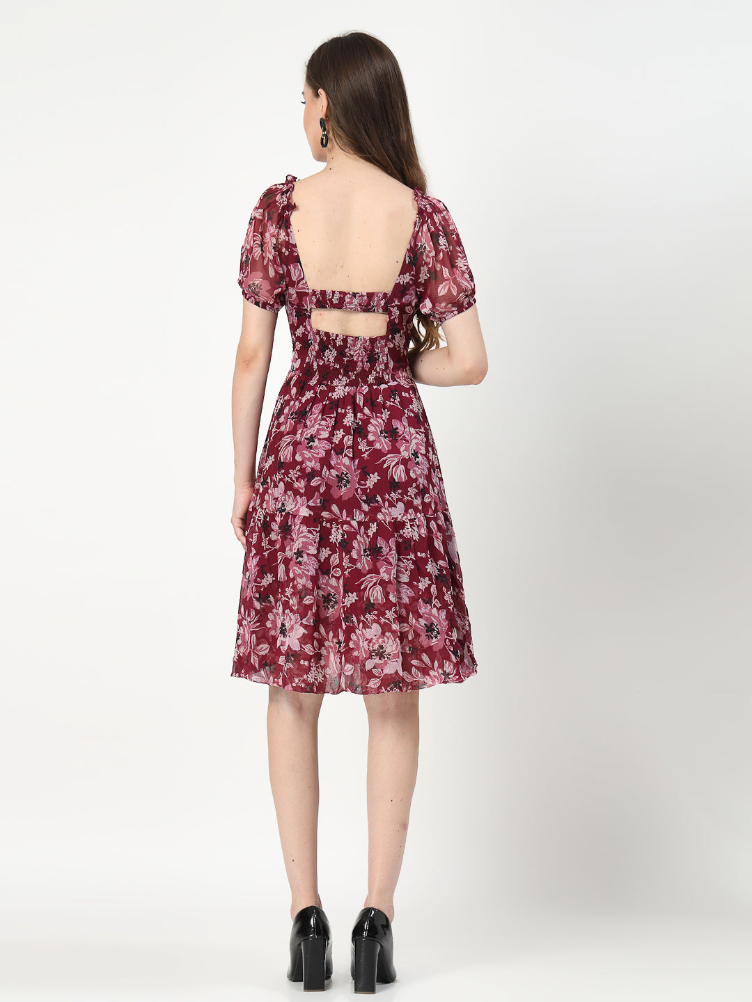 Floral Print Short Dress - Cosmic Trio