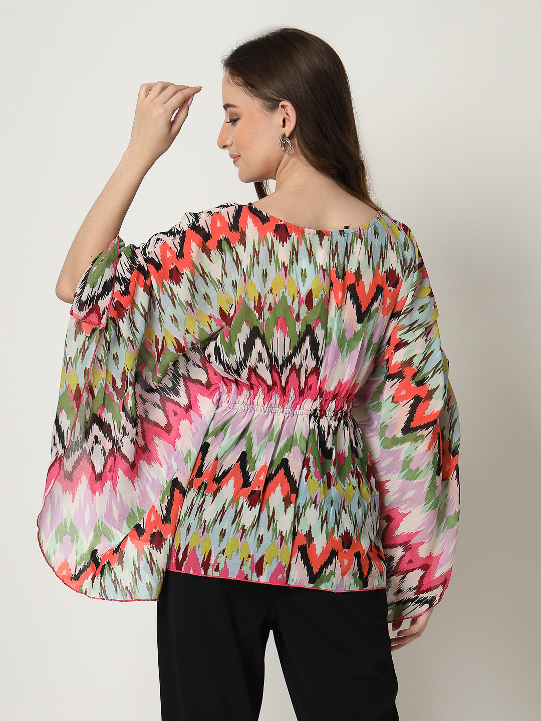 Printed Top with Waistband Embroidery & Palazzo Co-Ord - Cosmic Trio