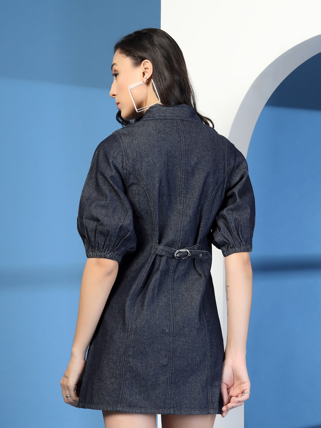 Women Blue Denim Shirt Type Dress