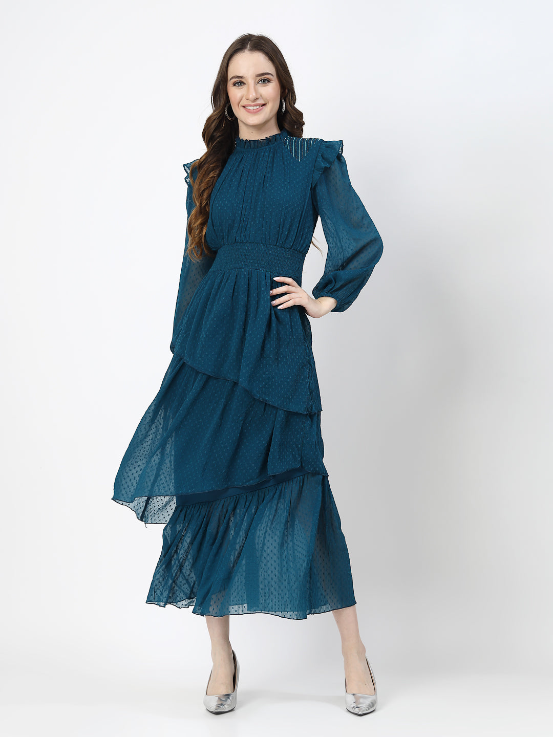 Women Tiered Dress - Cosmic Trio