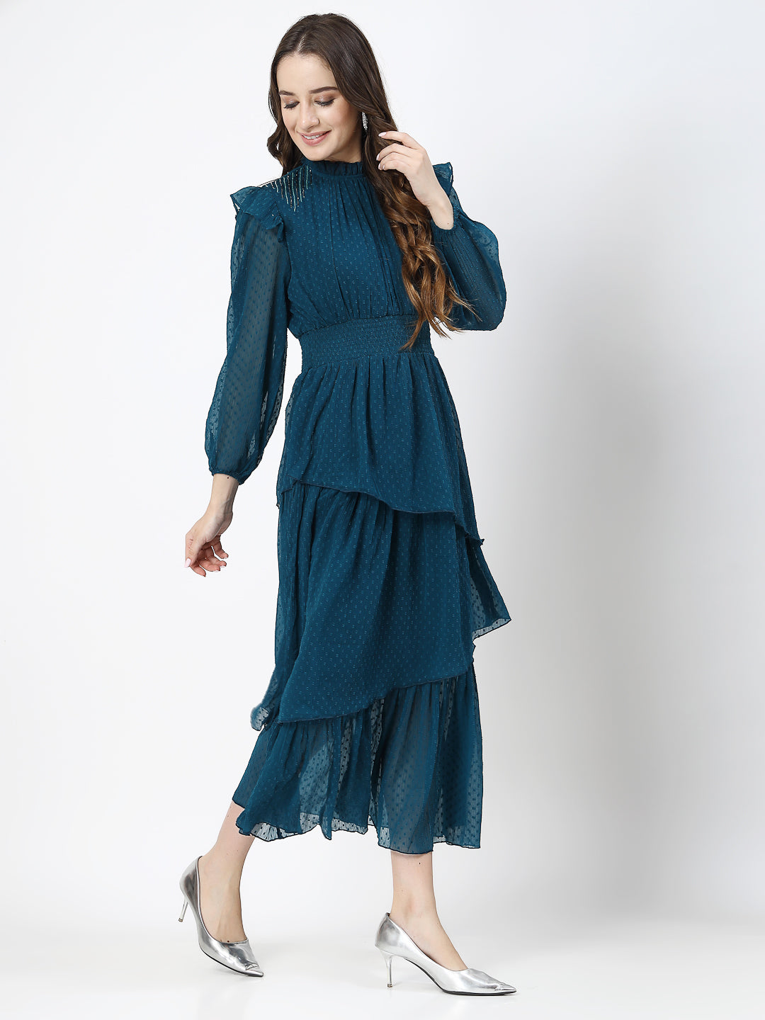 Women Tiered Dress - Cosmic Trio