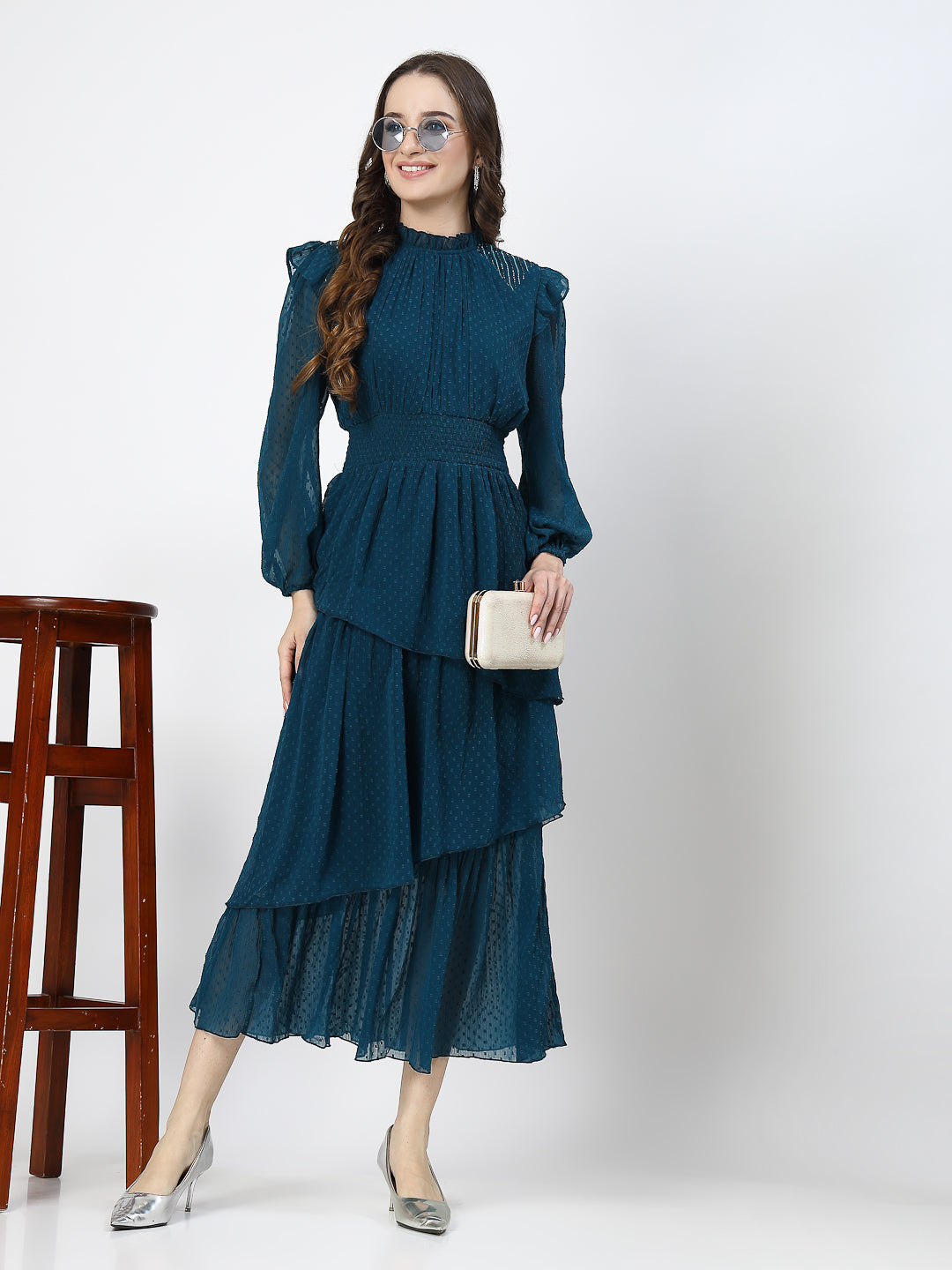 Women Tiered Dress - Cosmic Trio