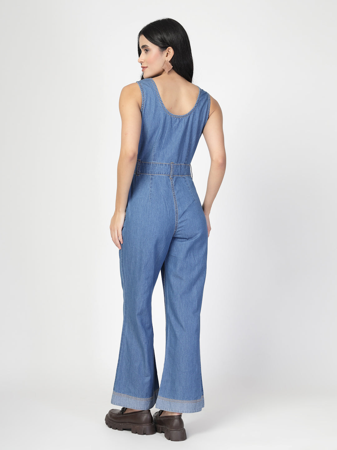 Blue Solid Women Jumpsuit