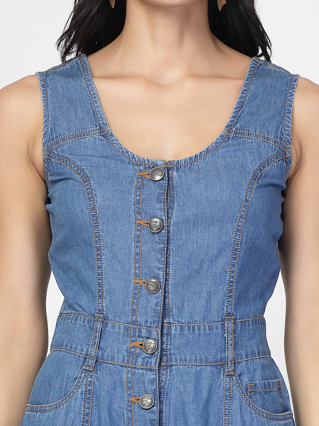 Blue Solid Women Jumpsuit