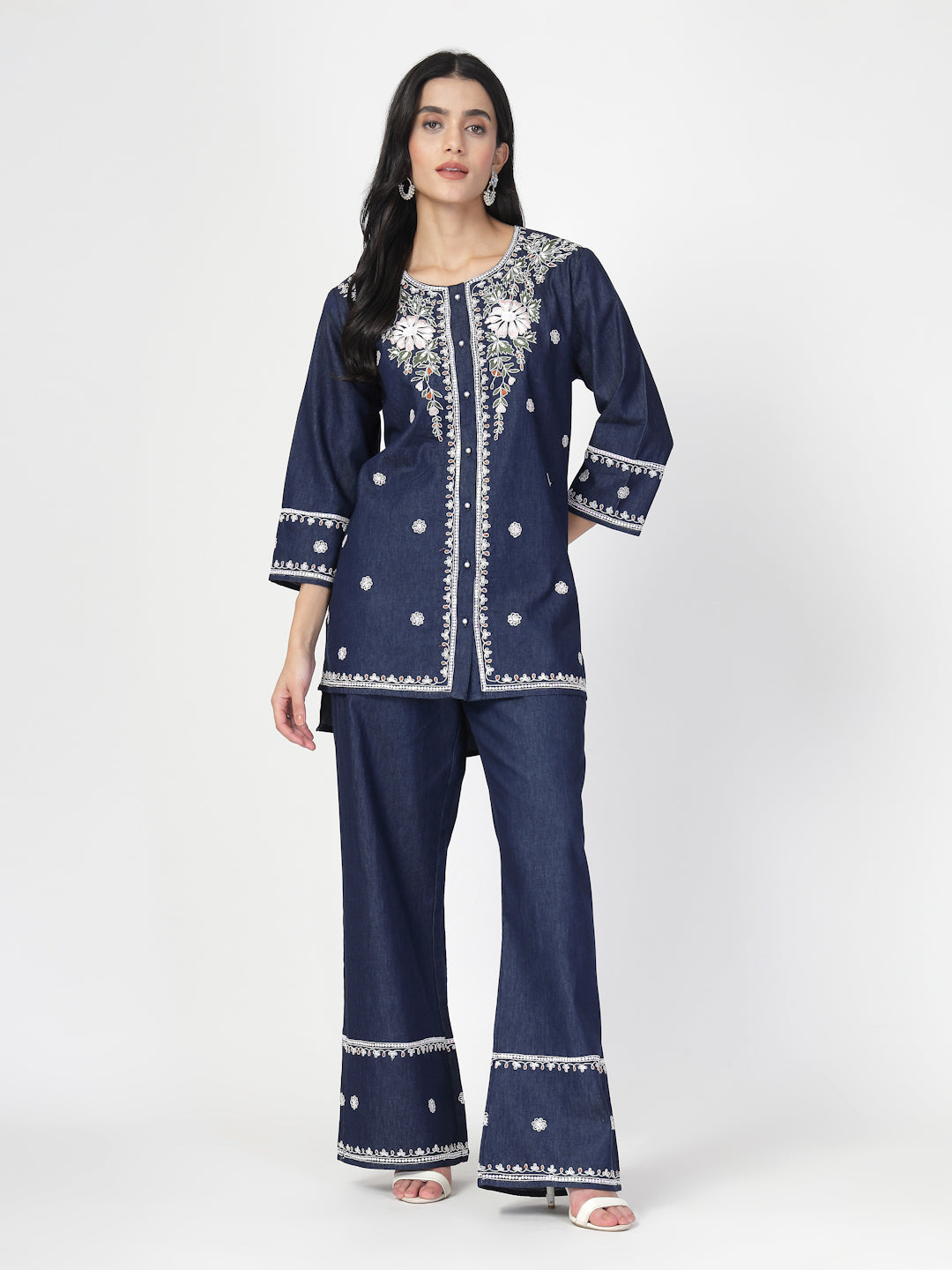 Embroidered Tunic With Trouser Co-Ords - Cosmic Trio