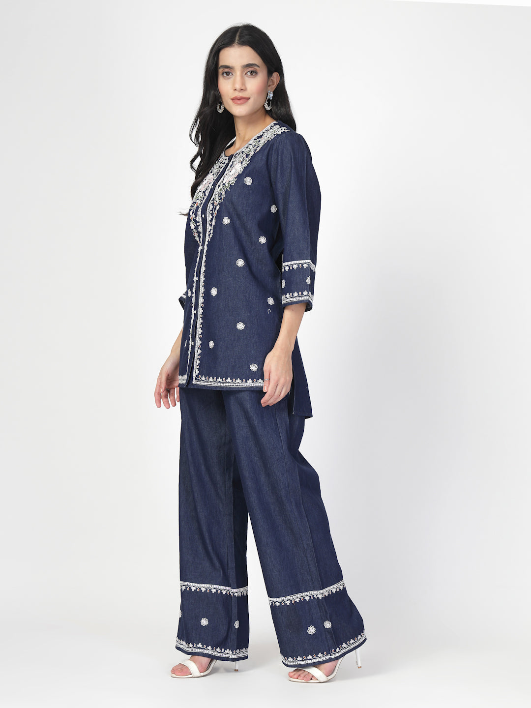 Embroidered Tunic With Trouser Co-Ords - Cosmic Trio