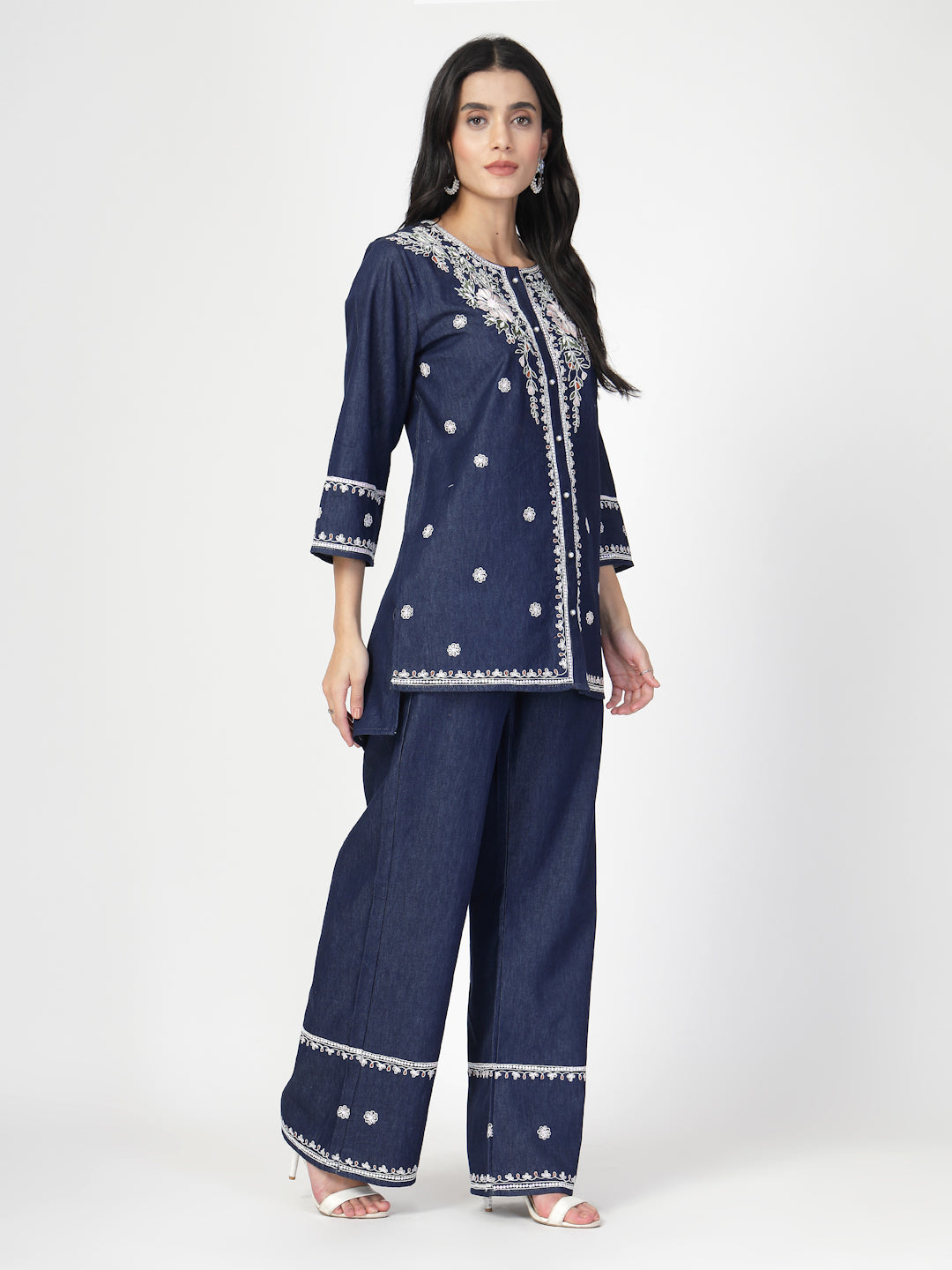 Embroidered Tunic With Trouser Co-Ords - Cosmic Trio