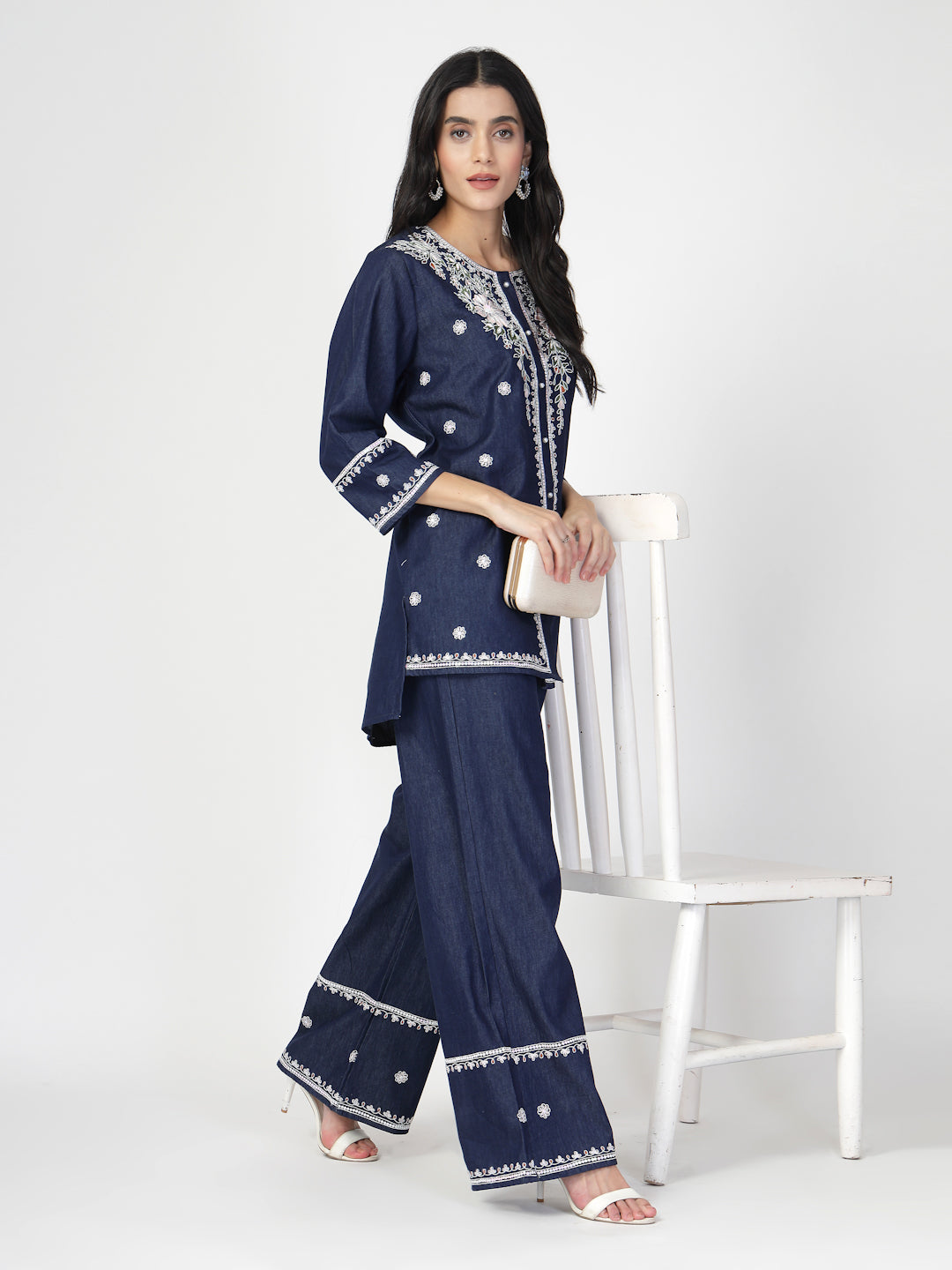 Embroidered Tunic With Trouser Co-Ords - Cosmic Trio