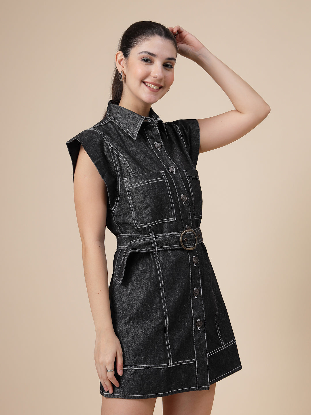 Denim Washed structured feel Shirt Dress