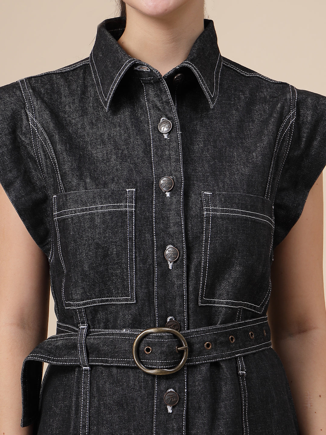 Denim Washed structured feel Shirt Dress
