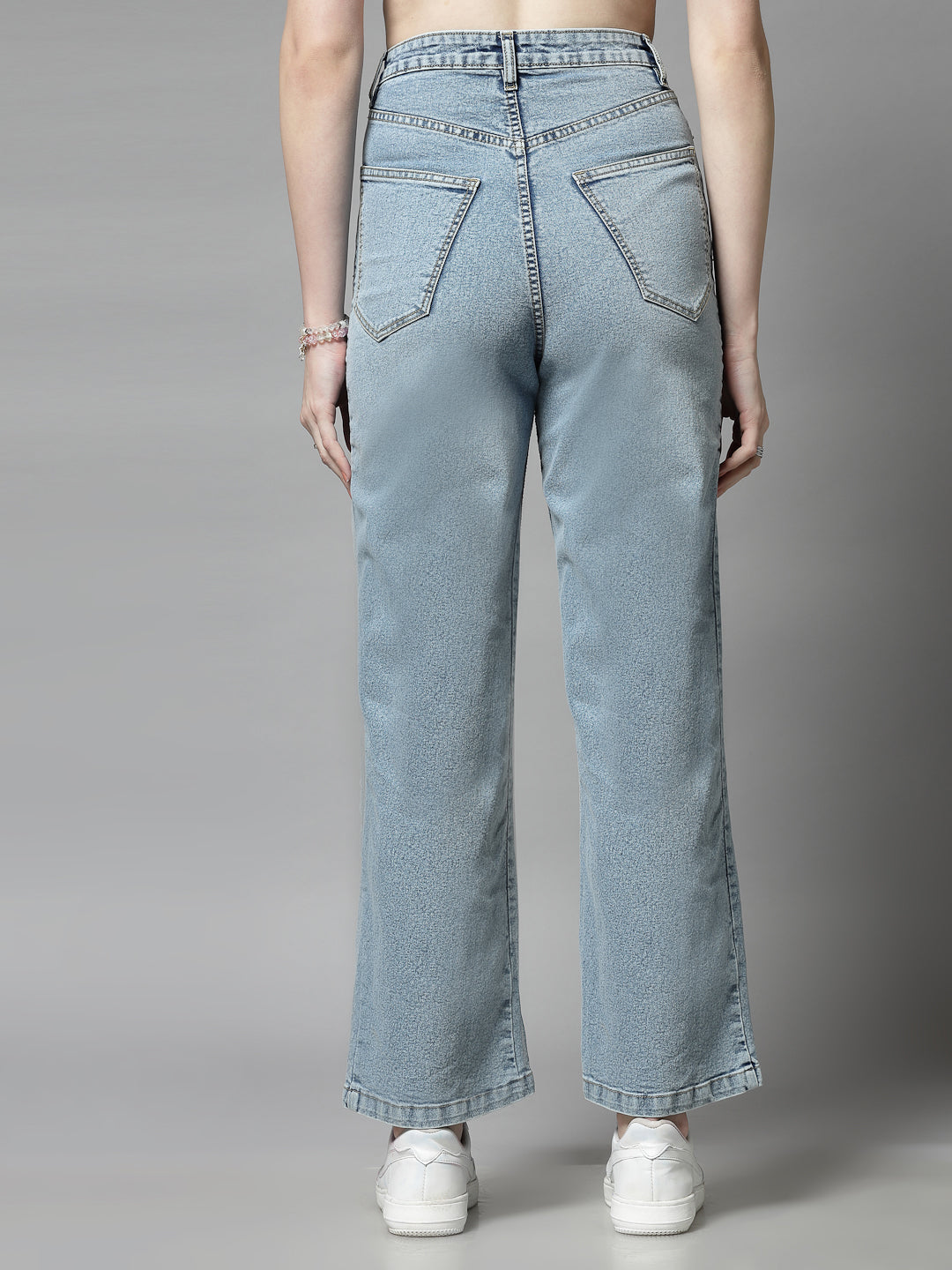 Wide Leg High-Rise Light Fade Stretchable Jeans - Cosmic Trio