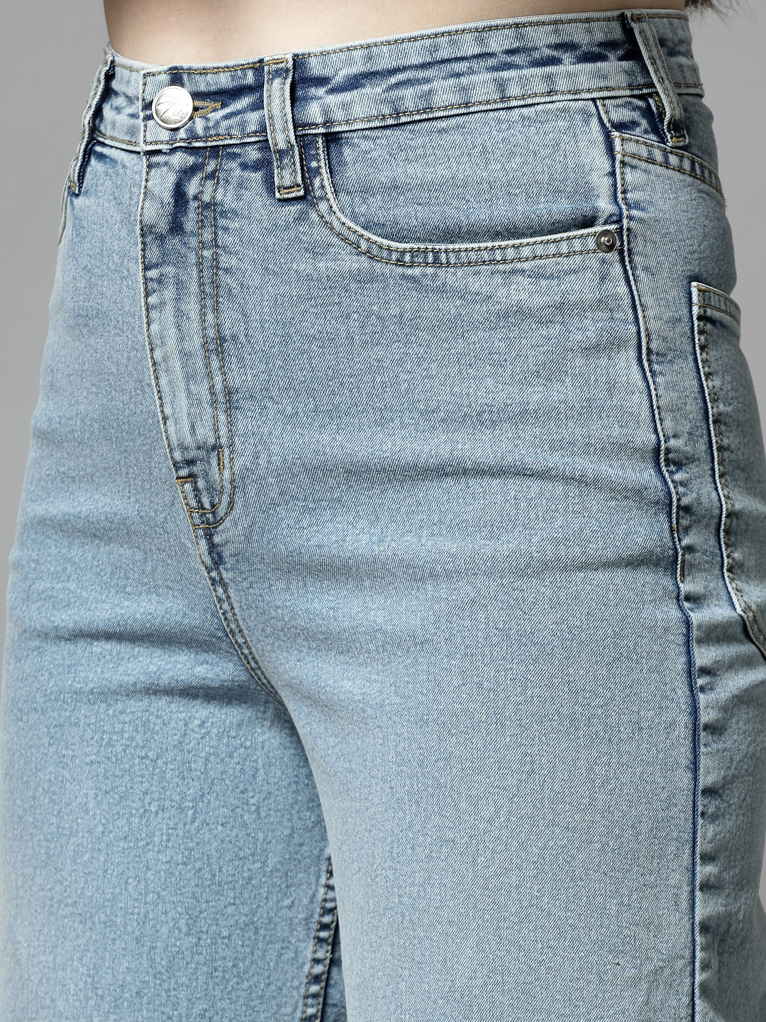 Wide Leg High-Rise Light Fade Stretchable Jeans - Cosmic Trio