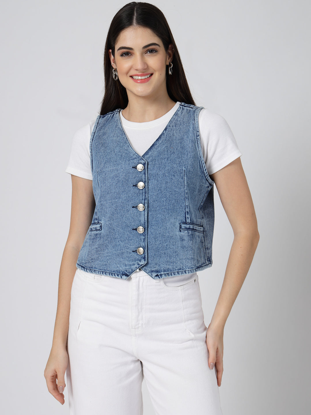 Light Blue Stylish Waistcoat - Cosmic Trio