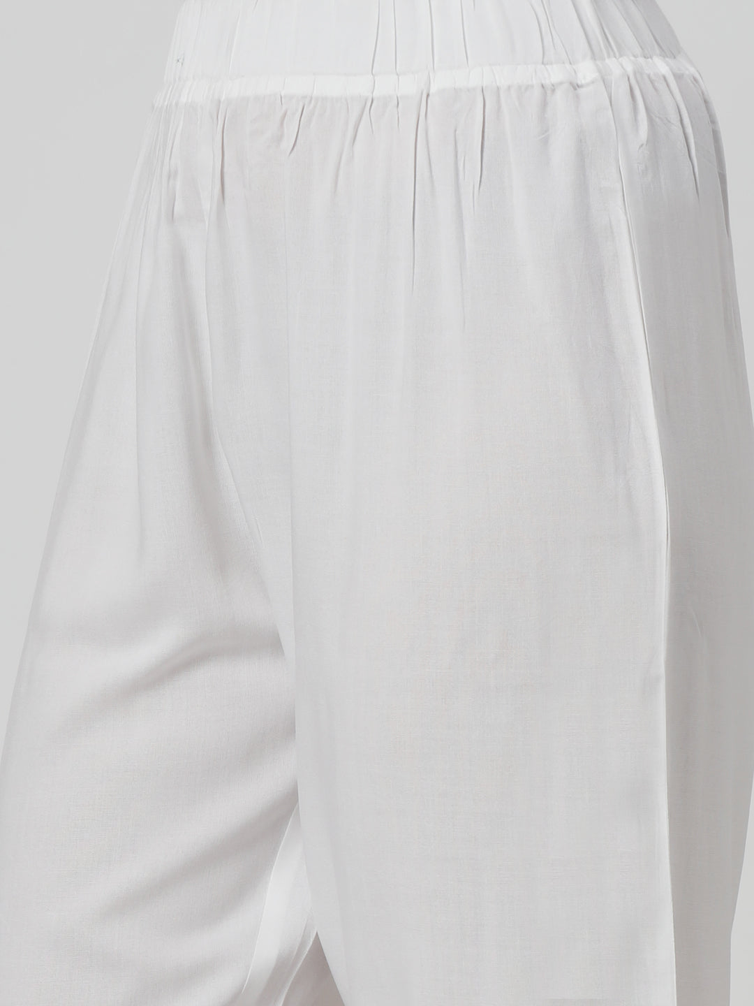 Floral Embroidered Black Kurta with White Trousers – Elegant Straight-Fit Set - Cosmic Trio