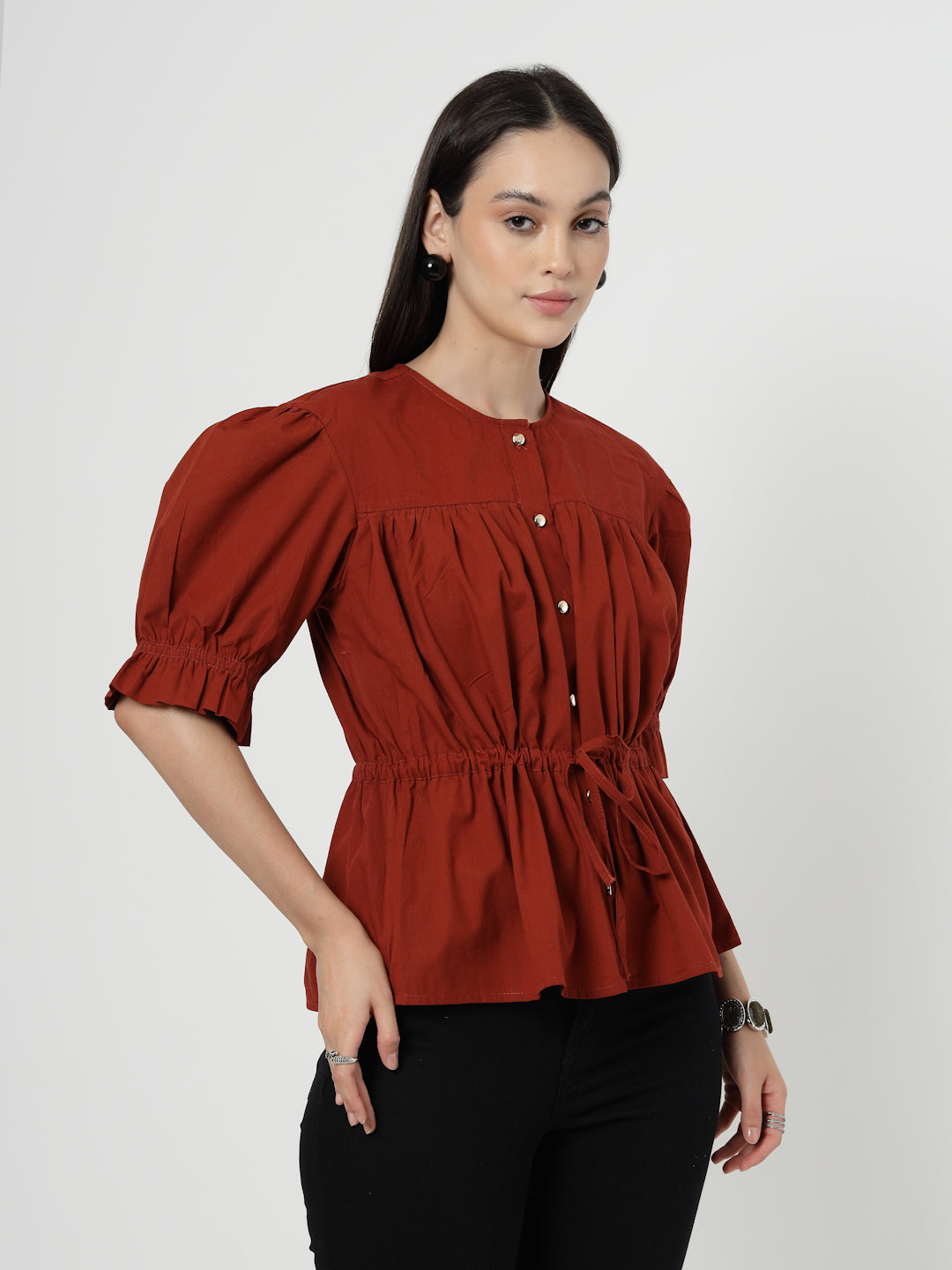Cotton Women's Top with Waistband