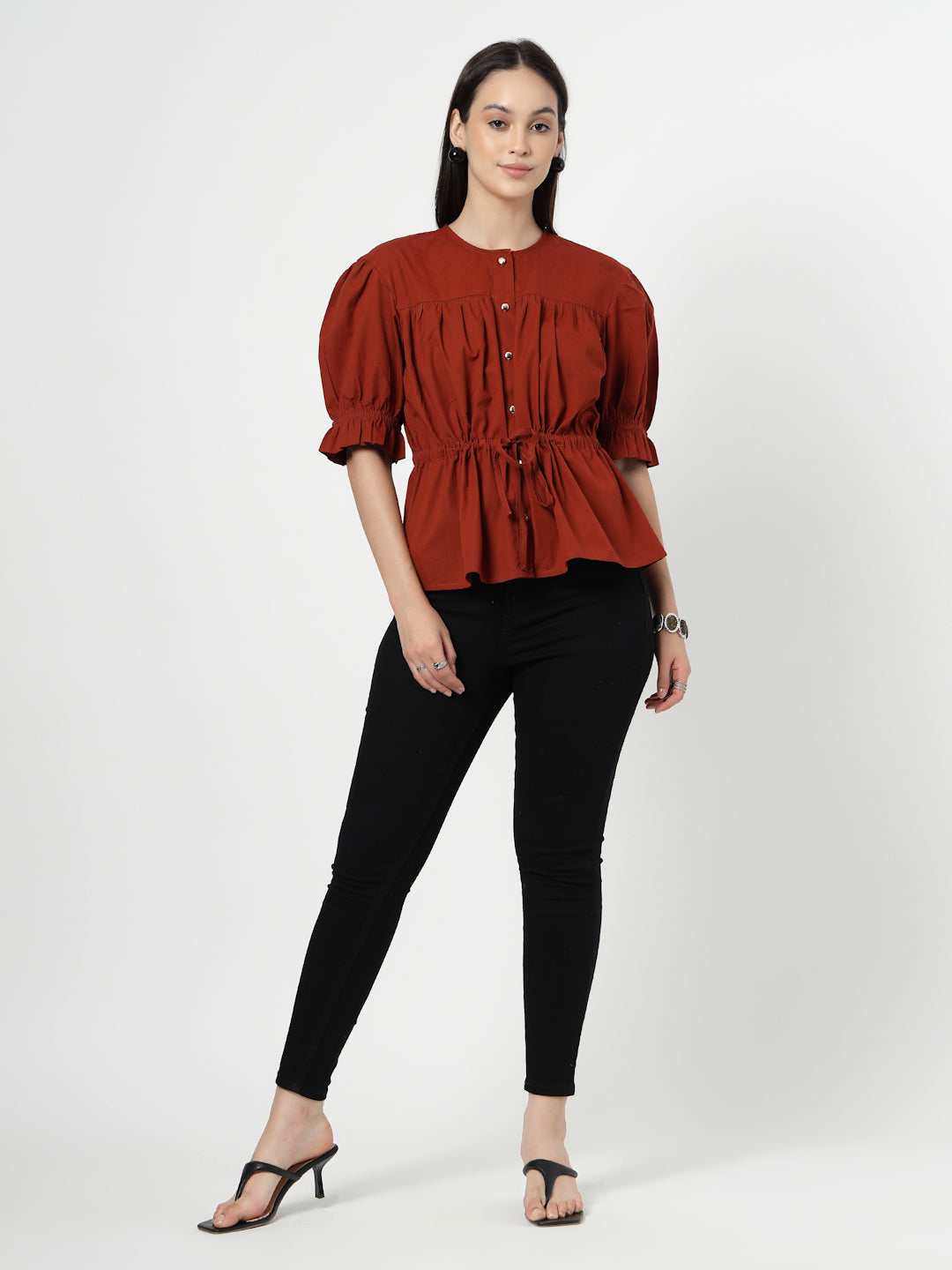 Cotton Women's Top with Waistband