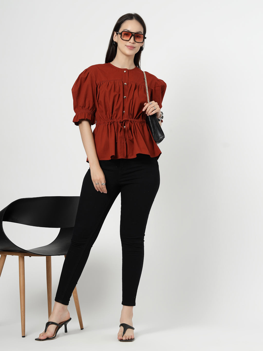 Cotton Women's Top with Waistband