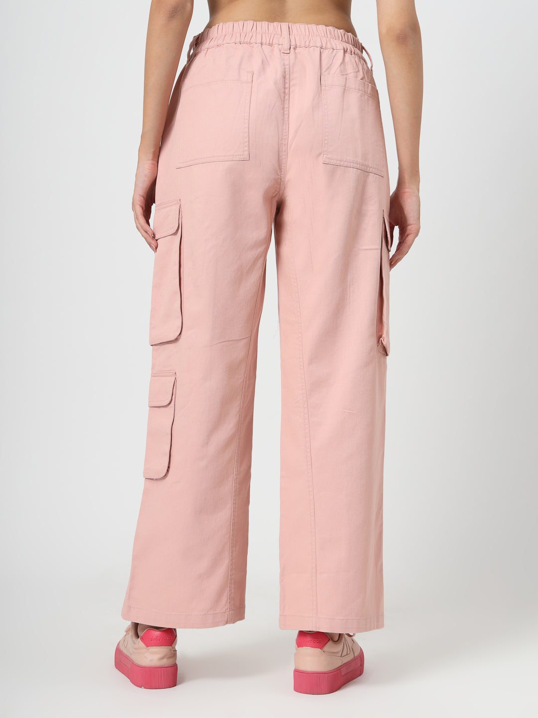 Pink Cotton Cargo Pants for Women – Casual Loose Fit