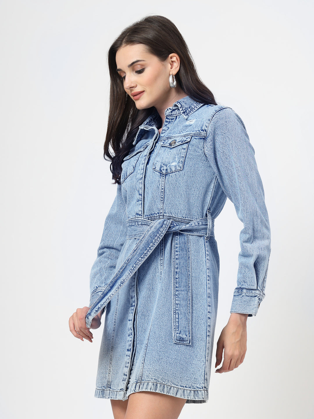 Denim Shirt Mini Dress - Cosmic Trio