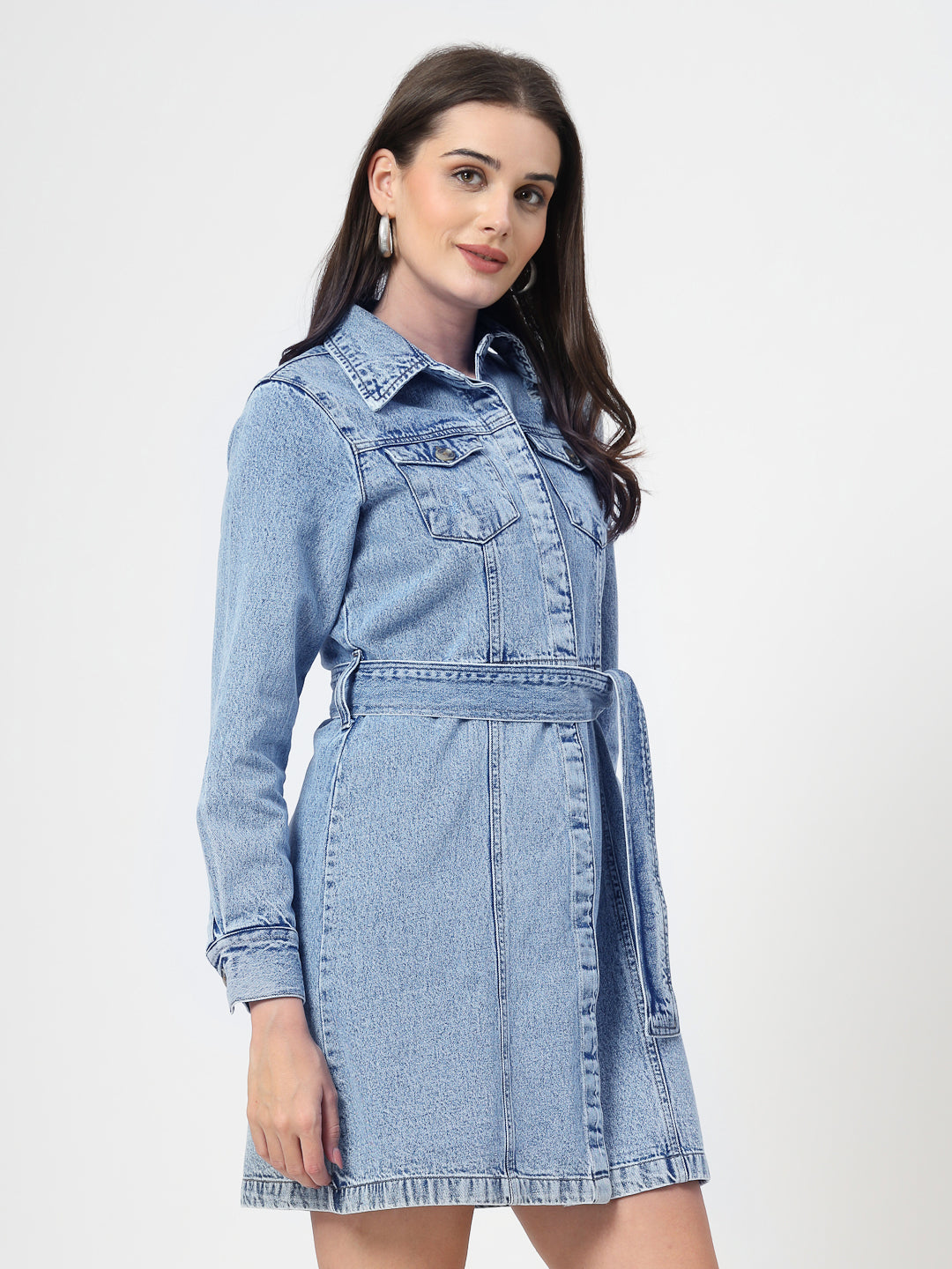 Denim Shirt Mini Dress - Cosmic Trio