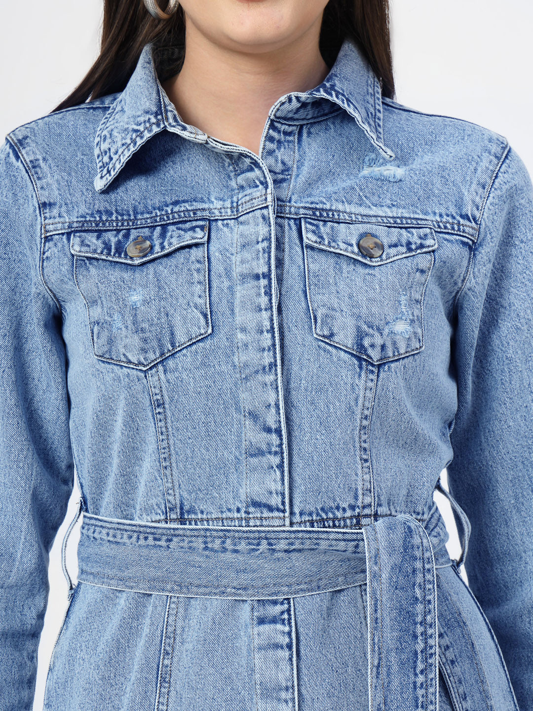Denim Shirt Mini Dress - Cosmic Trio
