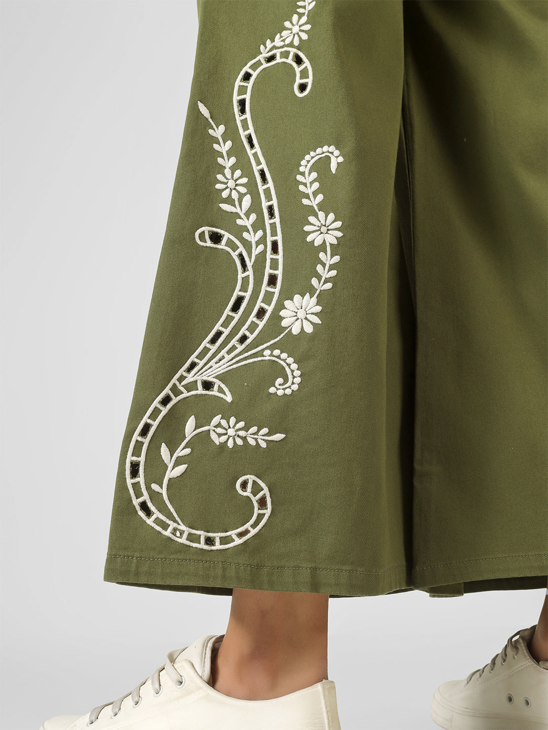 Medina Green High-Rise Wide Leg Jeans for Women