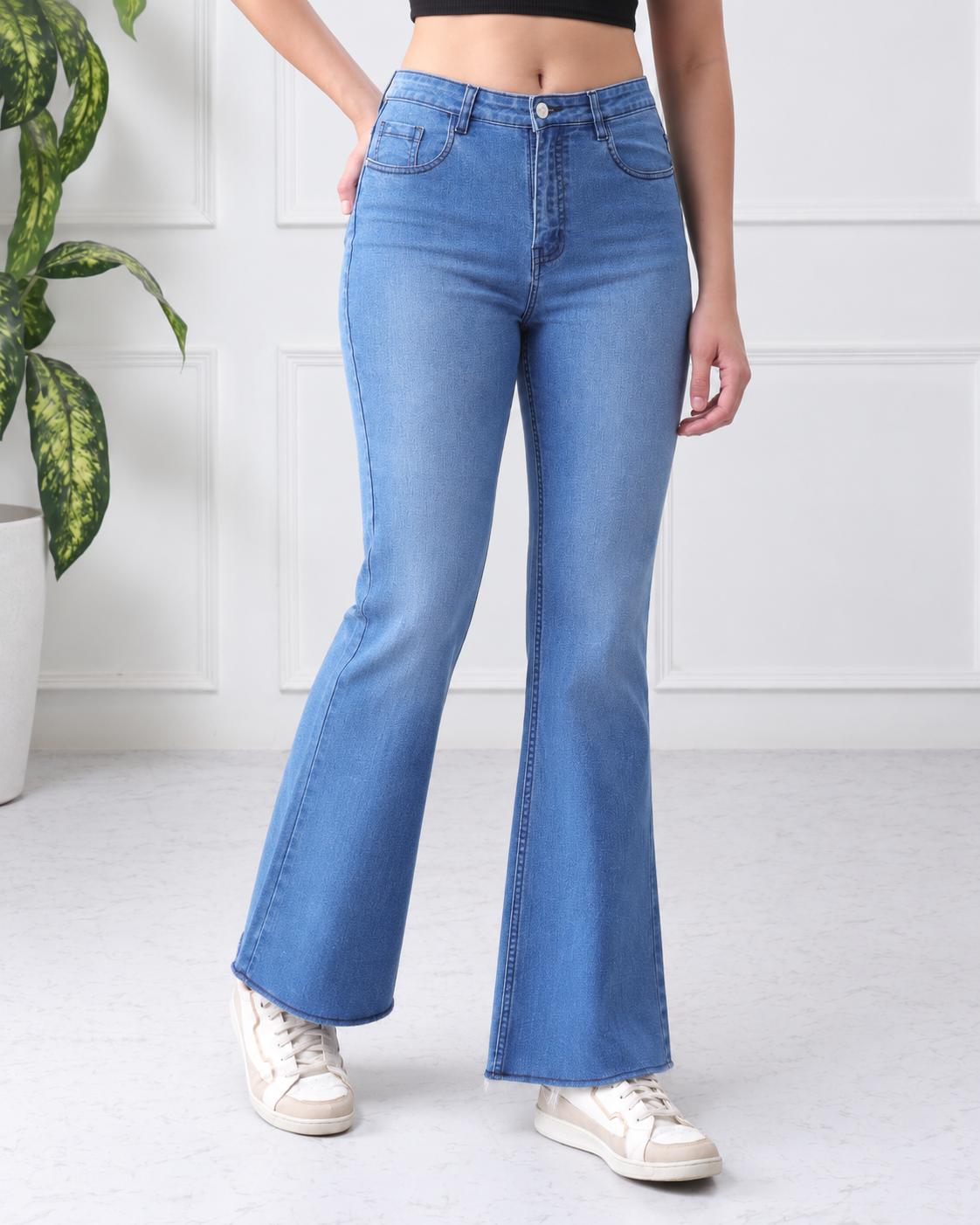 Women’s Light Blue Mid-Rise Flared Jeans