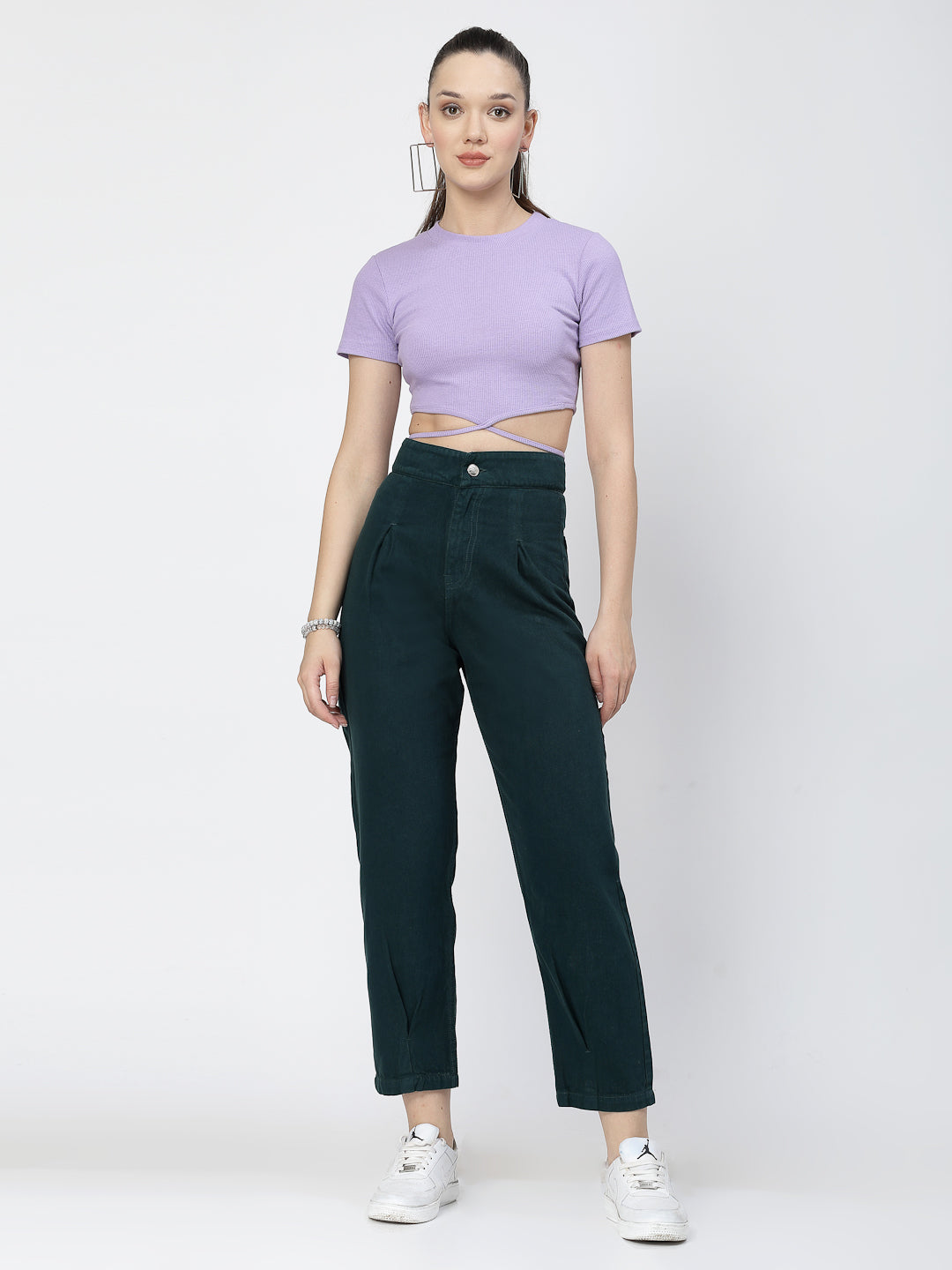 Mom Fit Teal Cotton Denim Jeans For Women - Cosmic Trio