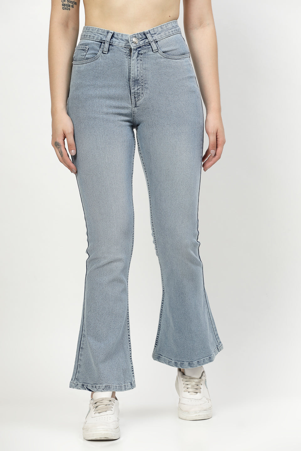 Bootcut Light Indigo Denim Jeans For Women - Cosmic Trio