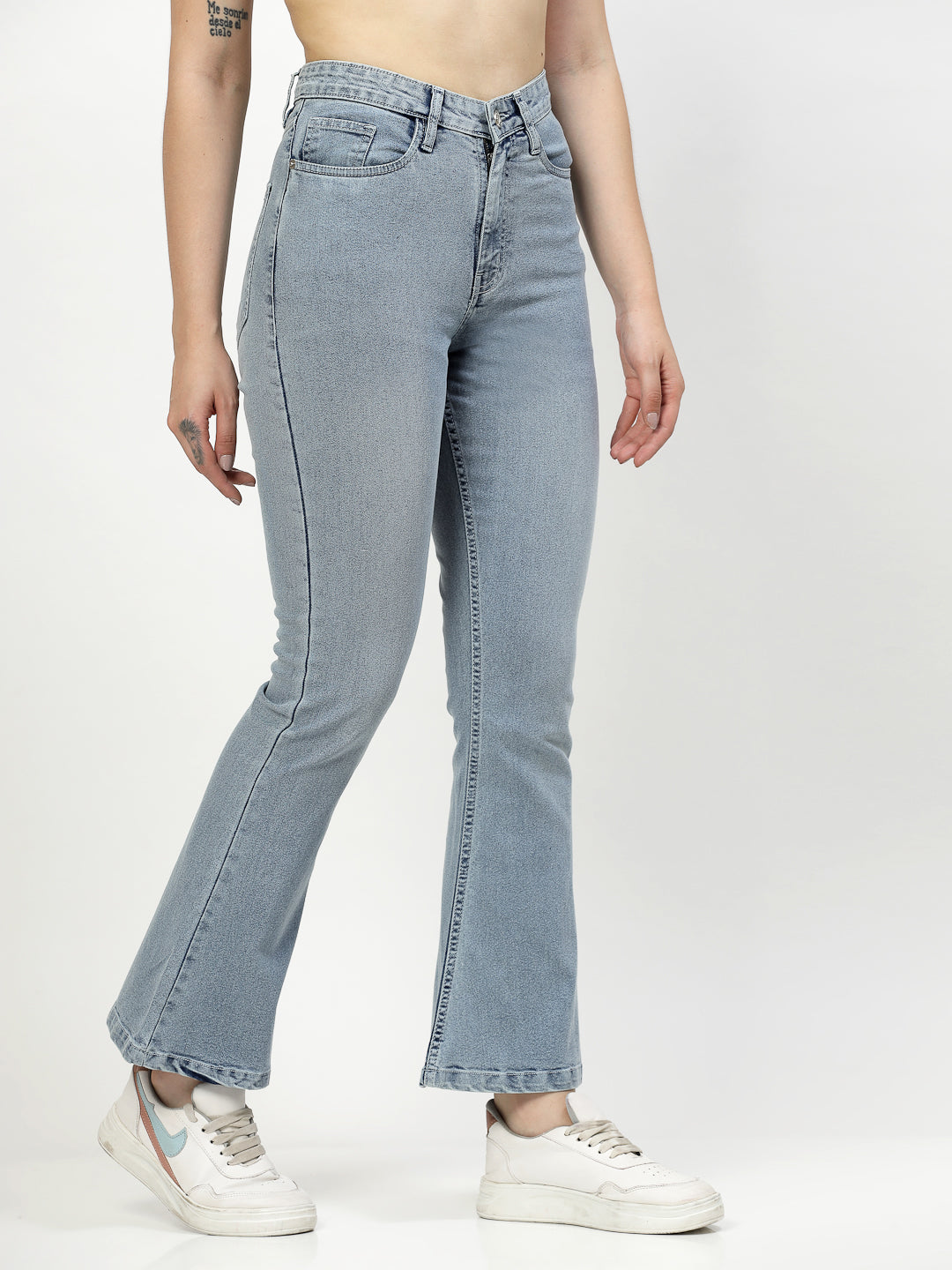 Bootcut Light Indigo Denim Jeans For Women - Cosmic Trio
