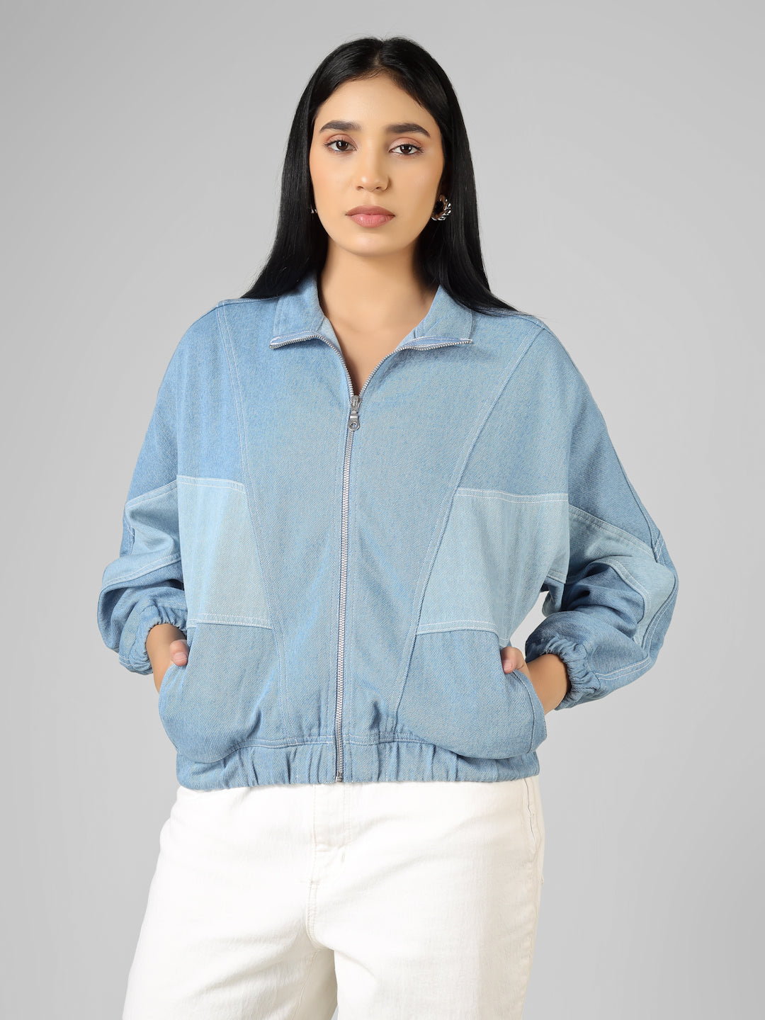 Women’s Light Blue Bomber Denim Jacket