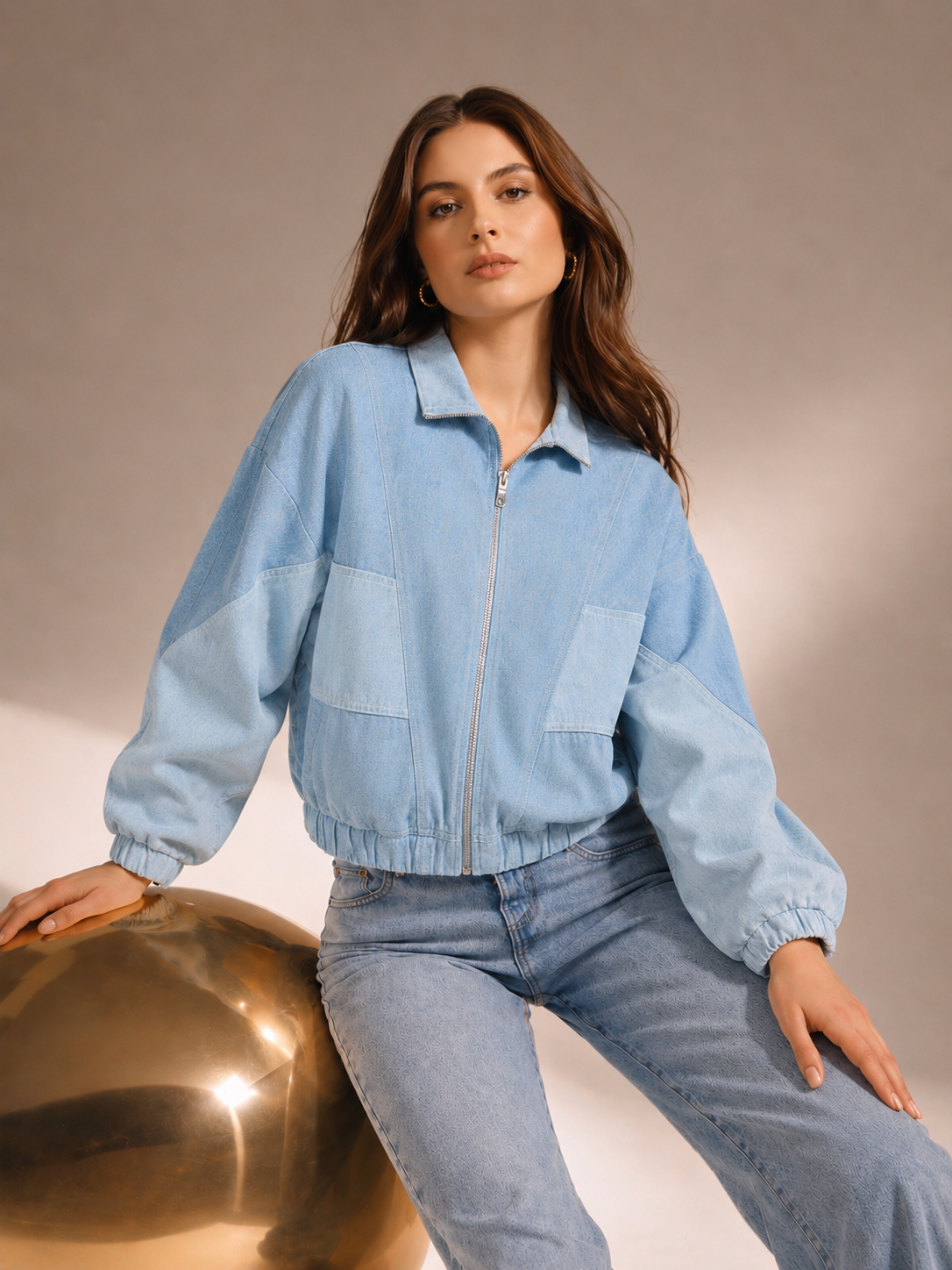 Women’s Light Blue Bomber Denim Jacket