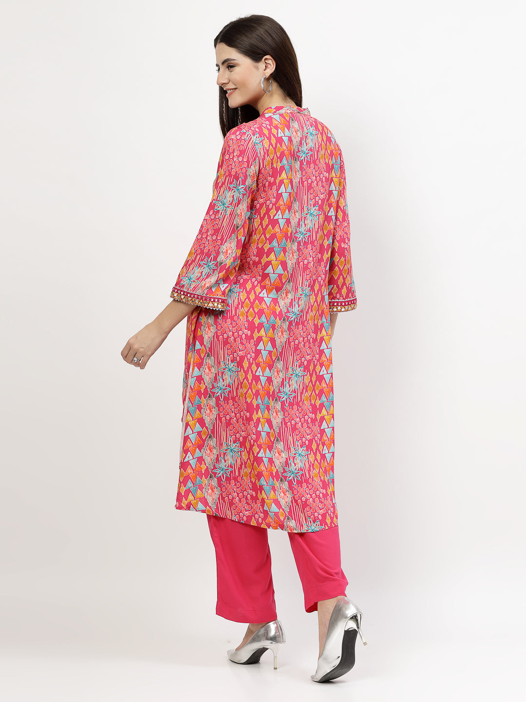 Ethnic Motifs Printed Regular Mirror Work Kurta with Trousers - Cosmic Trio