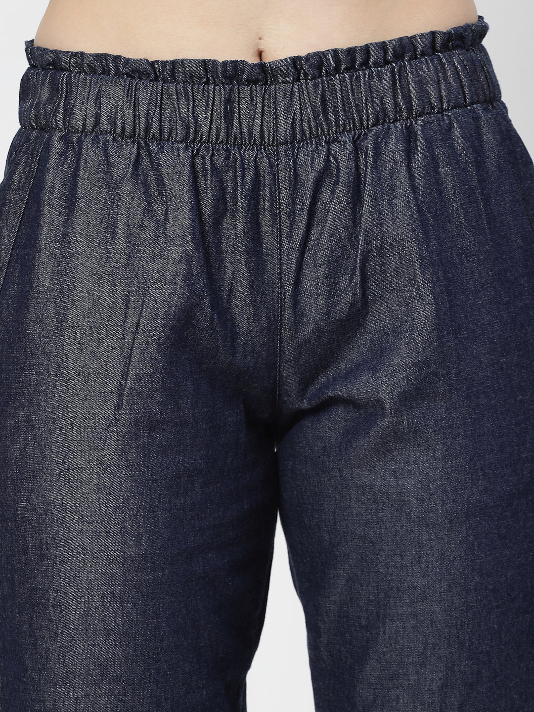 Relaxe Fit Dark Indigo Cotton Denim Jeans For Women - Cosmic Trio