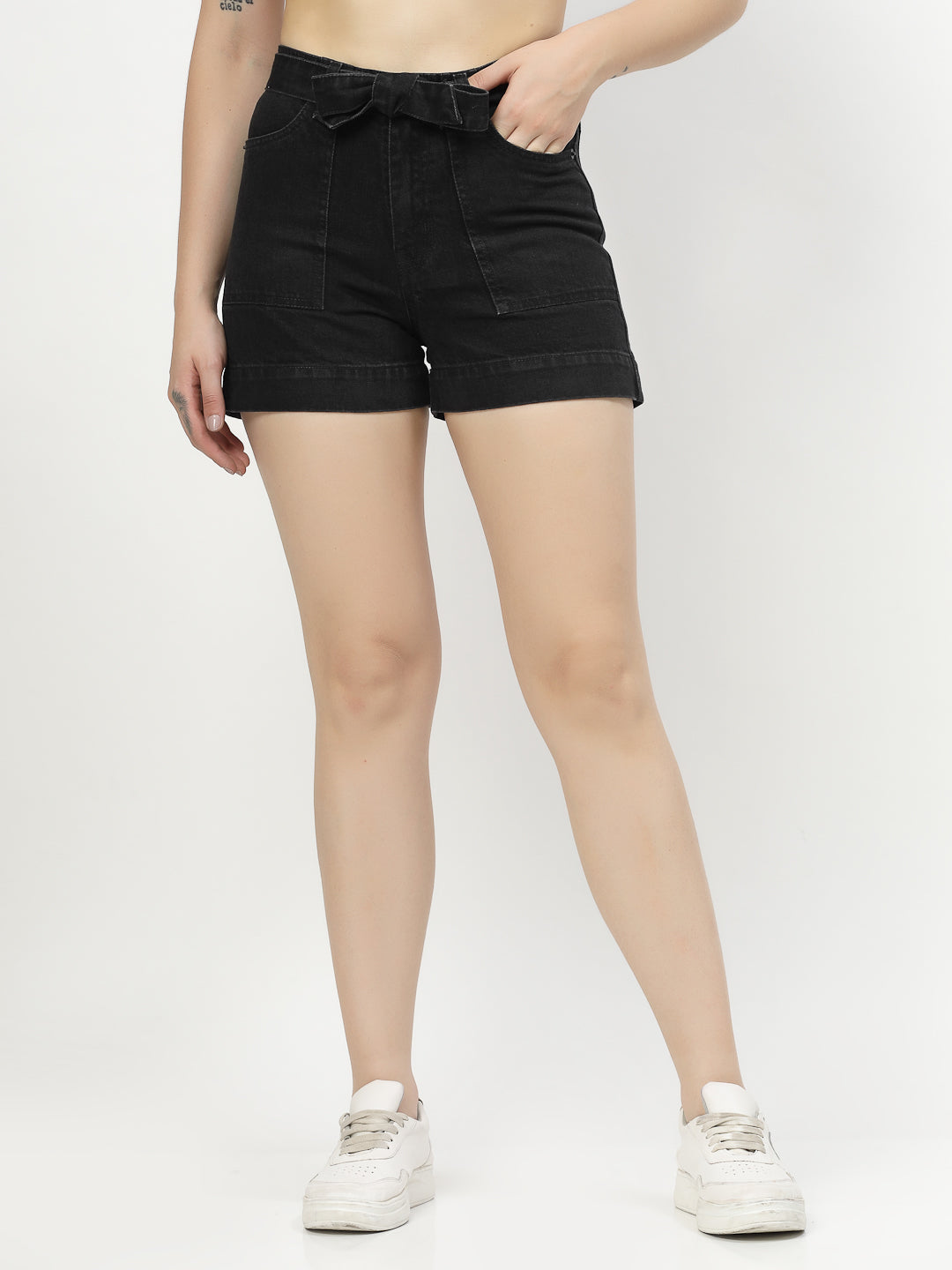 Hot Denim Black Shorts For Women - Cosmic Trio
