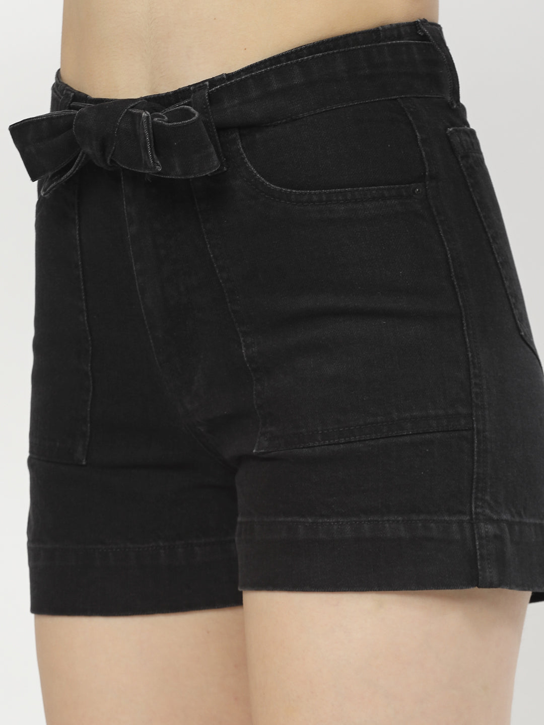 Hot Denim Black Shorts For Women - Cosmic Trio