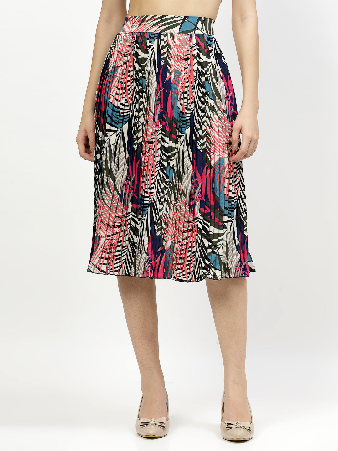 Vibrant Printed A-Line Knee-Length Skirt - Cosmic Trio