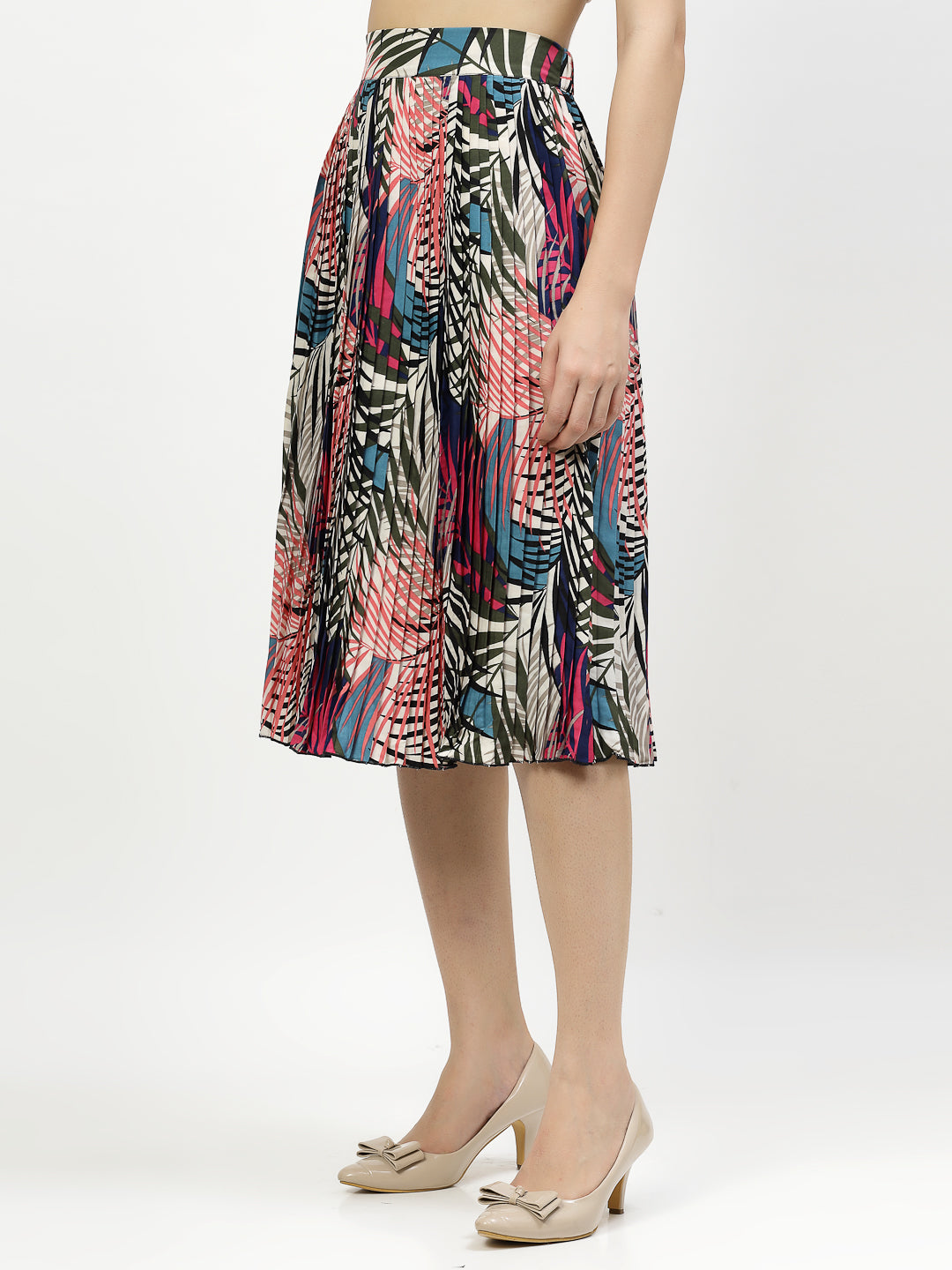 Vibrant Printed A-Line Knee-Length Skirt - Cosmic Trio