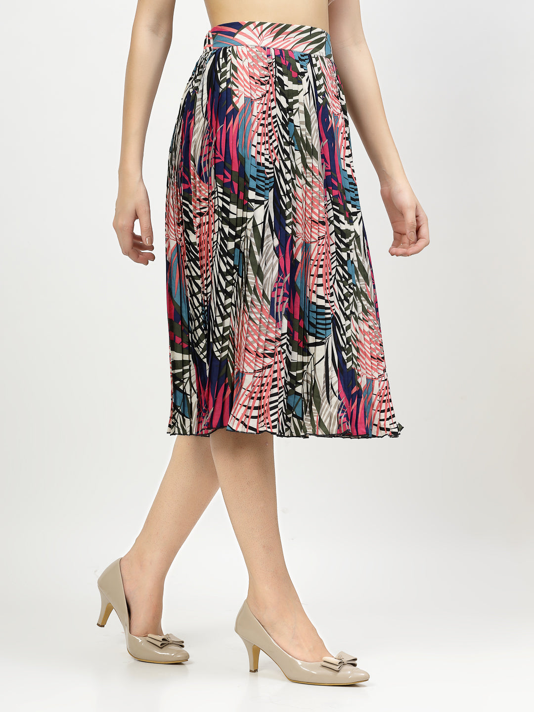 Vibrant Printed A-Line Knee-Length Skirt - Cosmic Trio