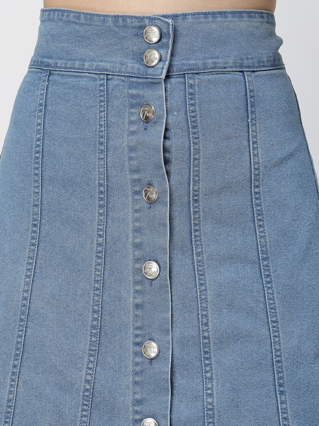 Light Blue Denim Skirt For Women - Cosmic Trio
