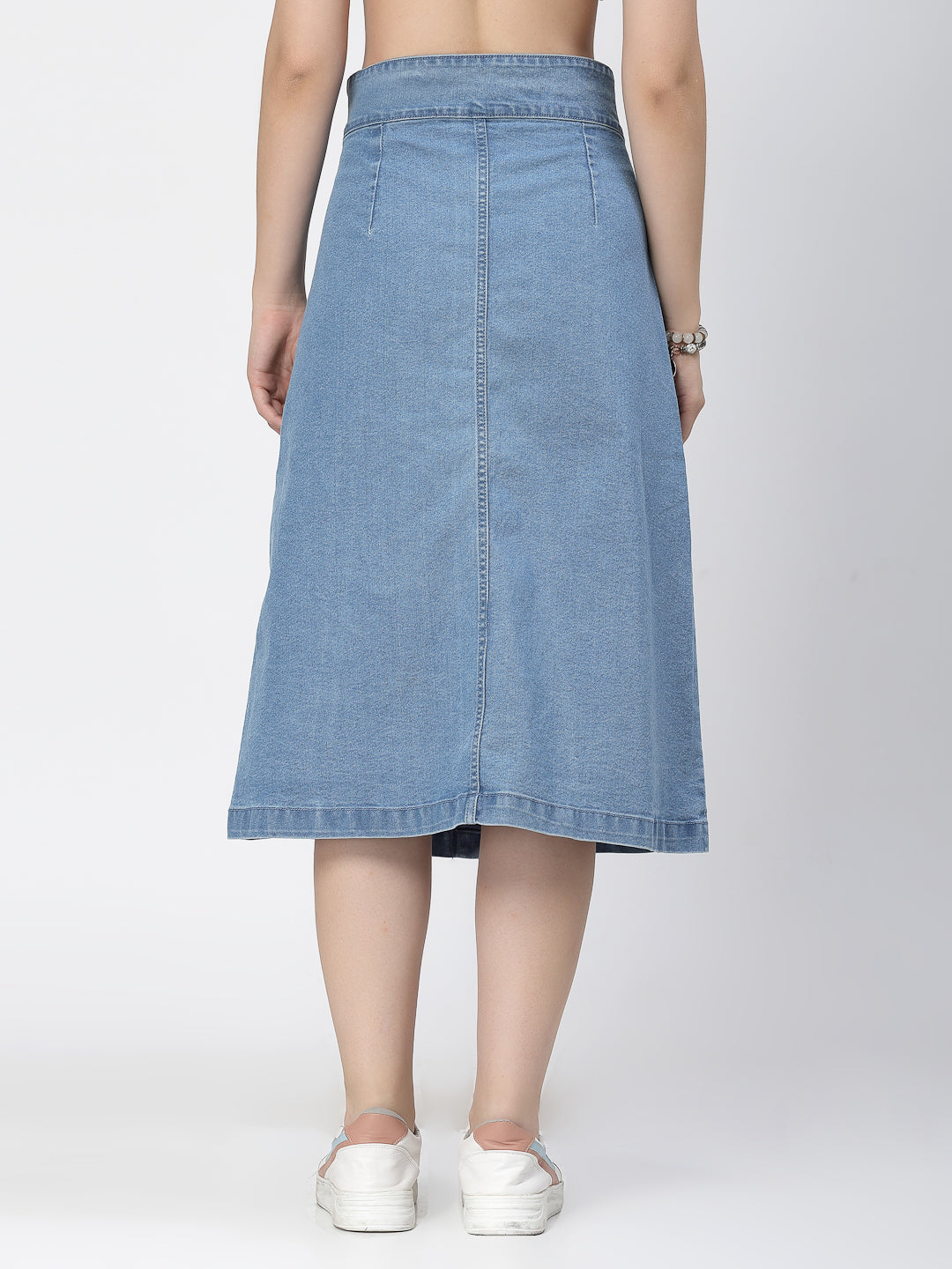 Light Blue Denim Skirt For Women - Cosmic Trio