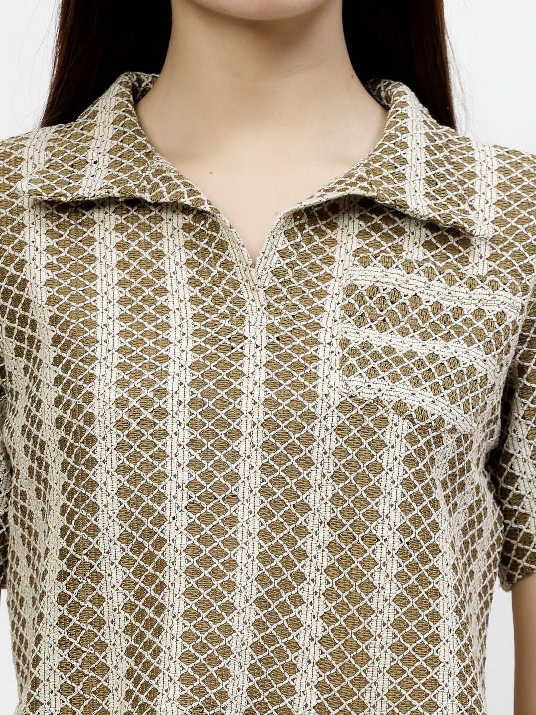 Off White Self-Designed Crop Top - Cosmic Trio