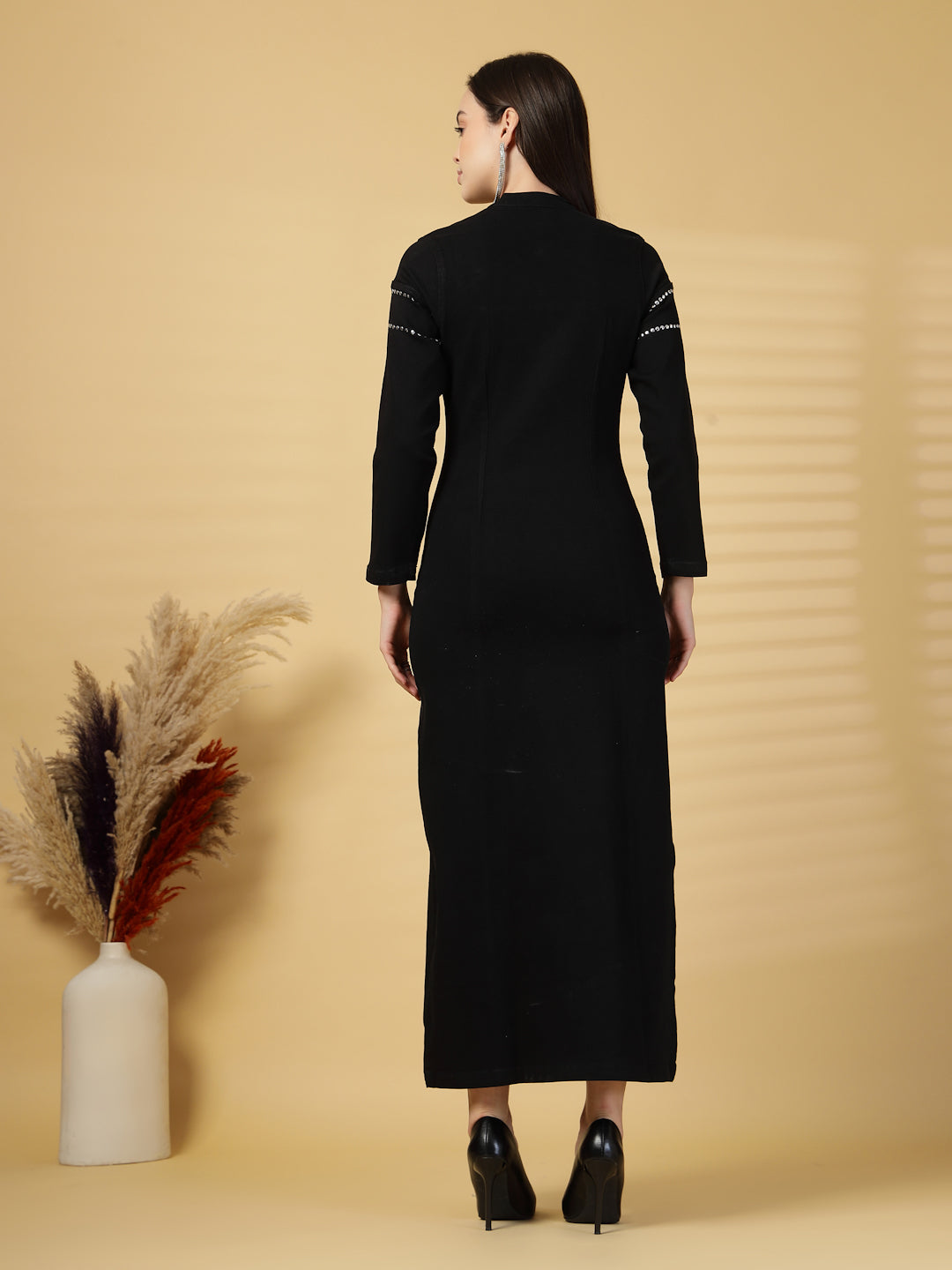 Midnight Allure Studded Bodycon Dress