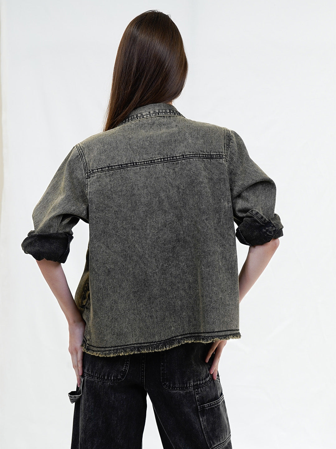 Denim Jacket with Front Pocket - Cosmic Trio