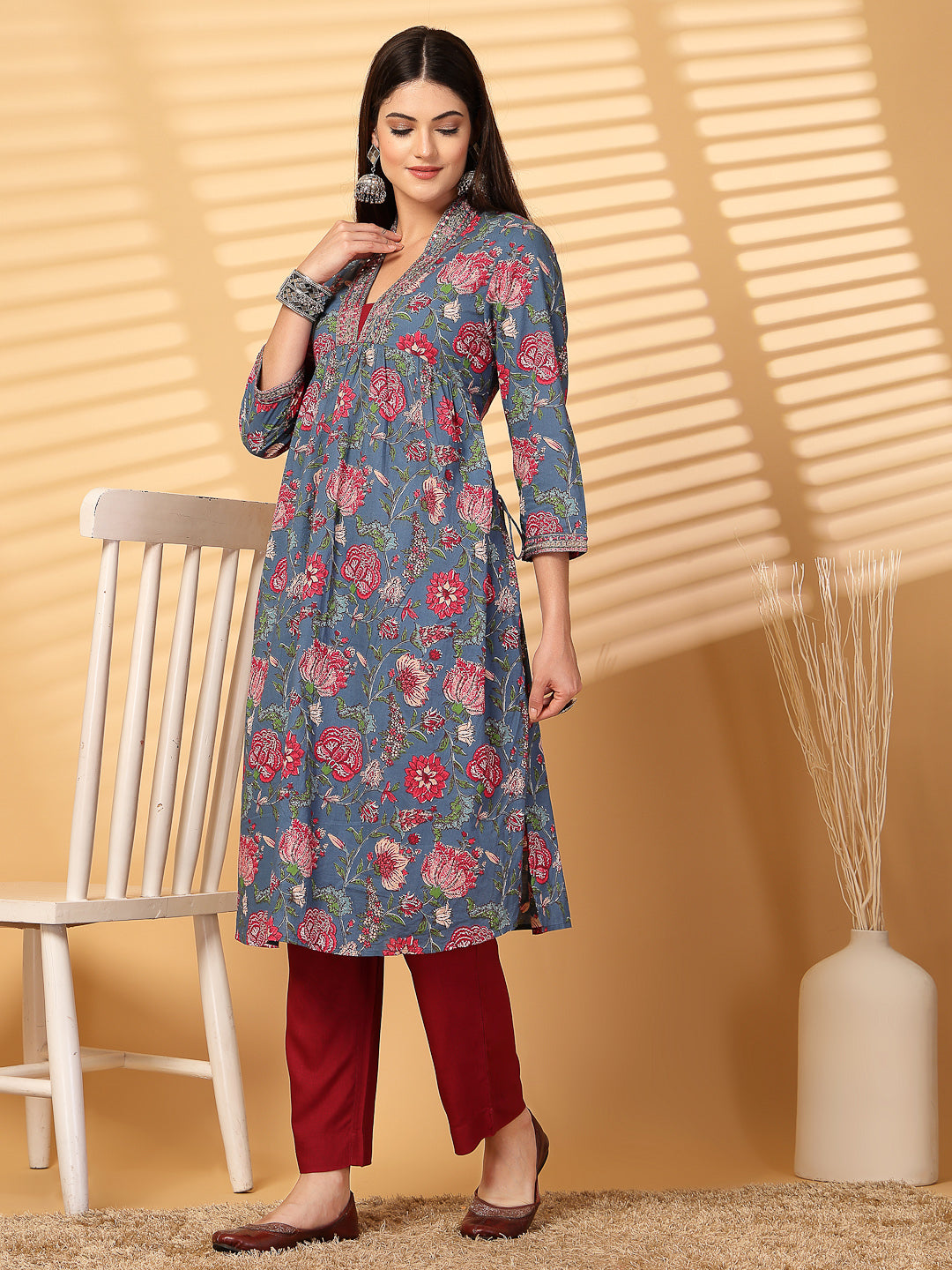 Cotton Cambric Printed Kurta Set - Cosmic Trio