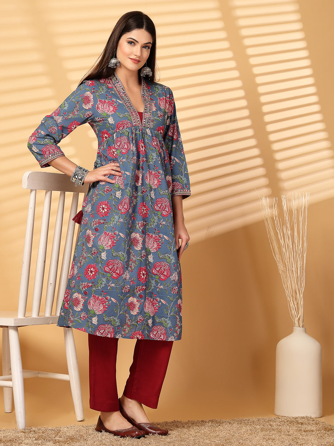 Cotton Cambric Printed Kurta Set - Cosmic Trio