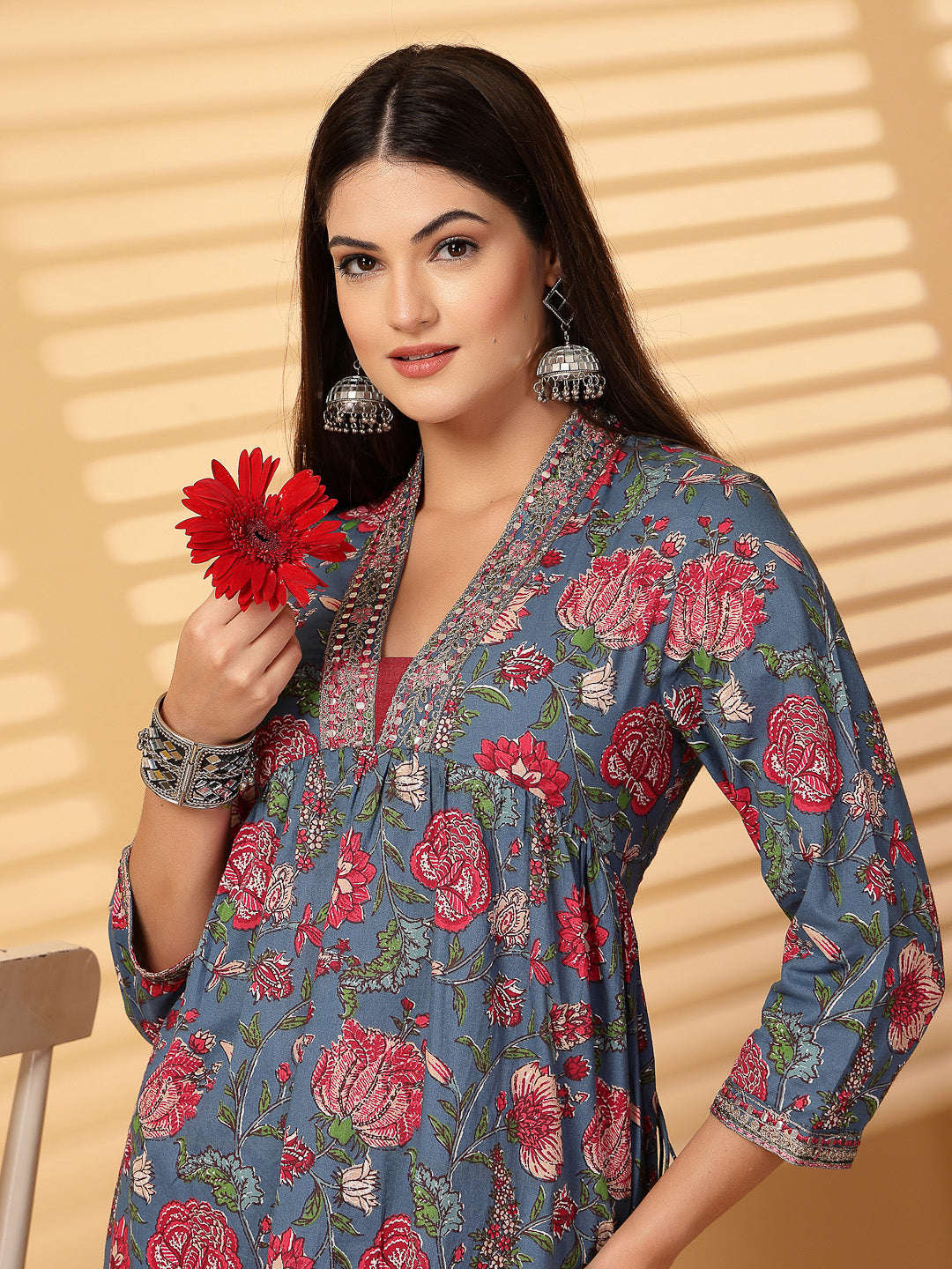 Cotton Cambric Printed Kurta Set - Cosmic Trio