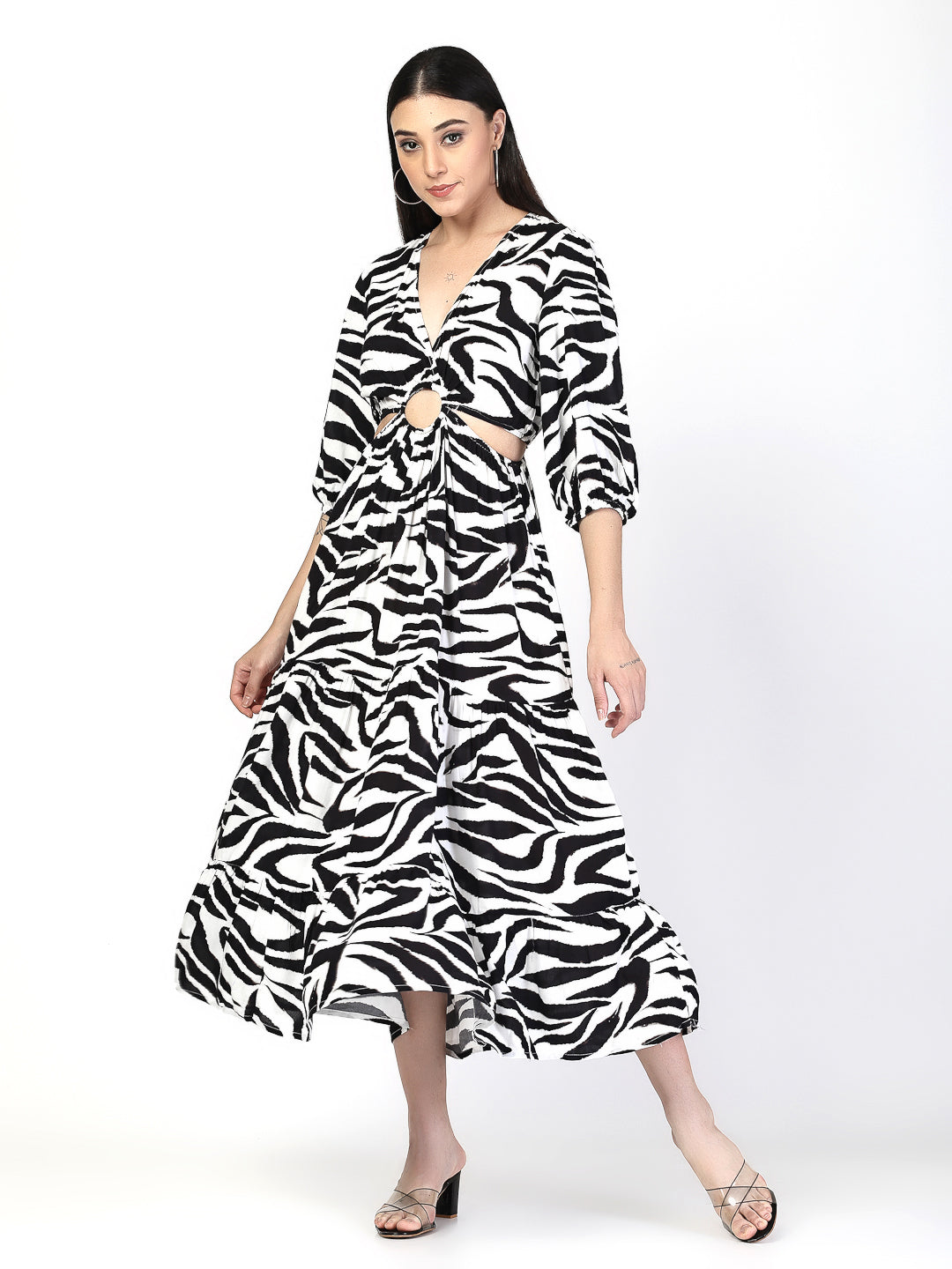 Printed Fit and Flare Midi Dress - Cosmic Trio